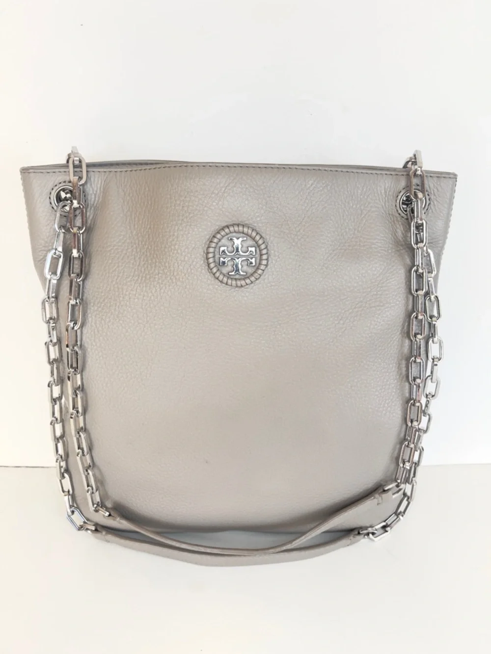Tory Burch Silver-Tone Chain Strap Leather Shoulder or crossbody Bag